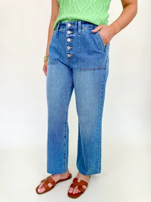 5 Button HR Wide Leg Jean