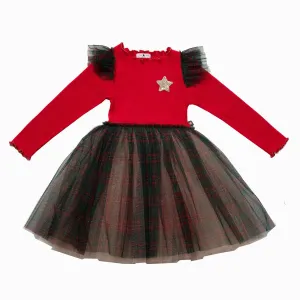 Baby Girls Dresses | Checker Frill Tutu Dress- Red | Petite Hailey