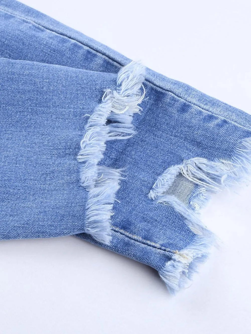 Blue Distressed Boyfriend Jeans