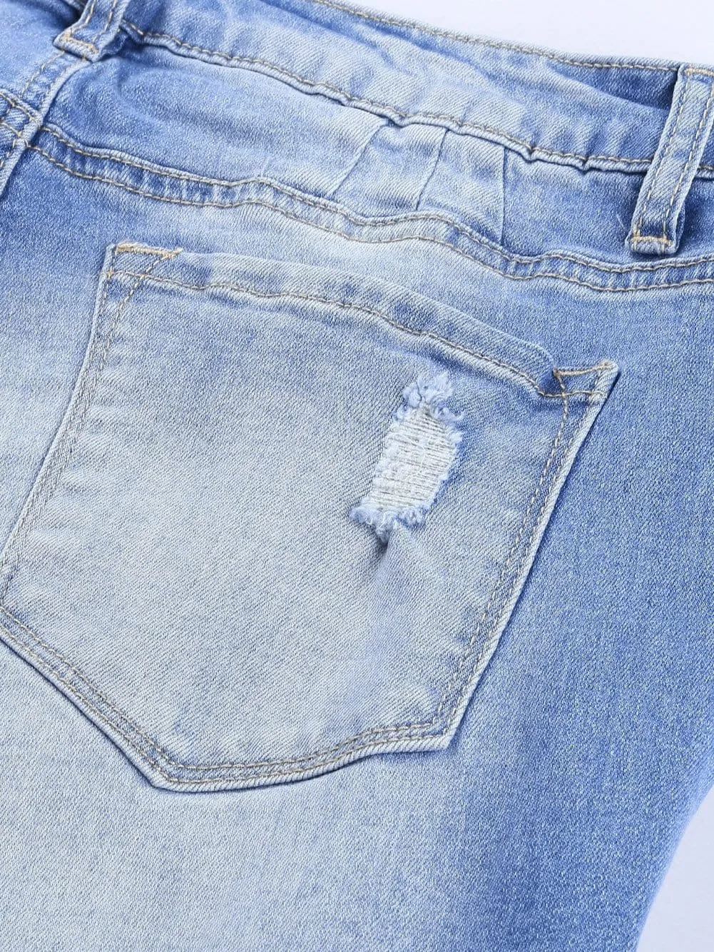 Blue Distressed Boyfriend Jeans