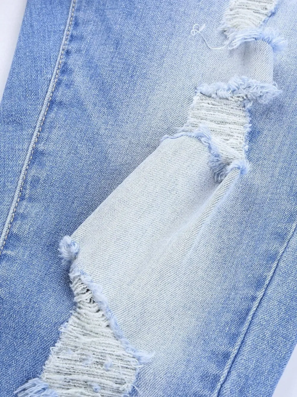 Blue Distressed Boyfriend Jeans