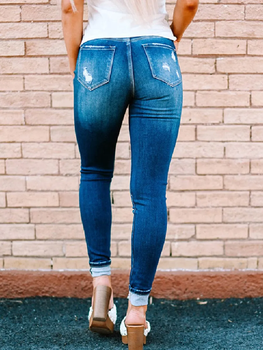 Blue Distressed Boyfriend Jeans