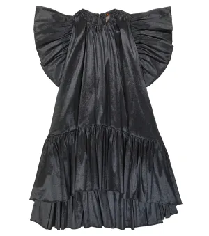 Caroline Bosmans Taffeta Ruffle Dress, Black