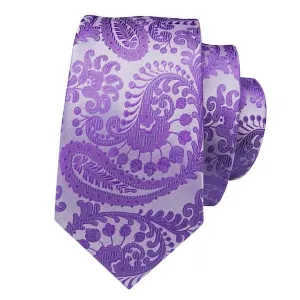 Classy Men Lavender Purple Paisley Flower Silk Tie