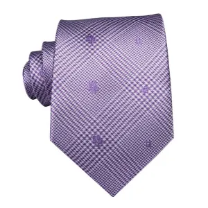 Classy Men Lavender Tartan Silk Tie