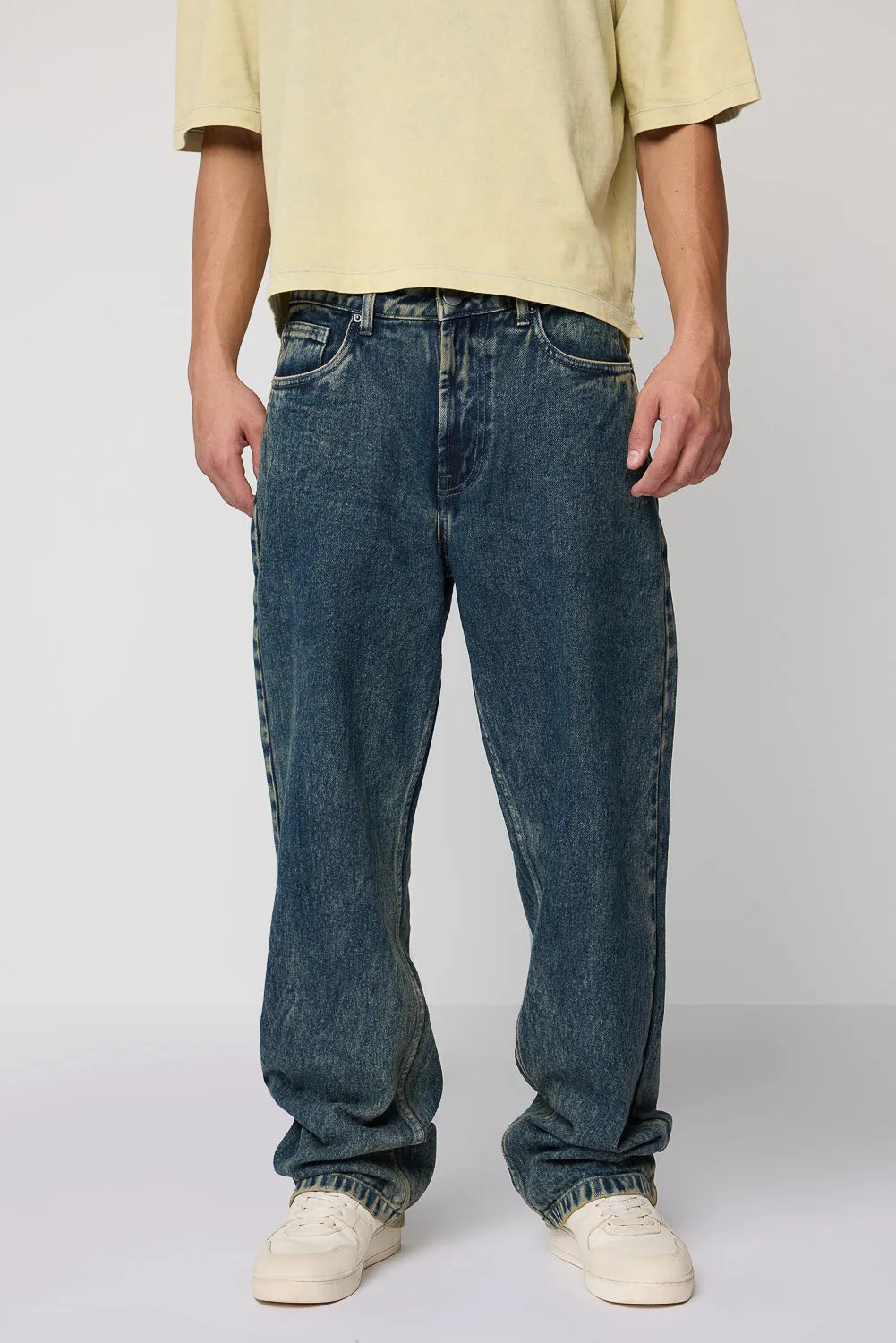 Edgy Acid Blue Men's Straight Fit Jeans