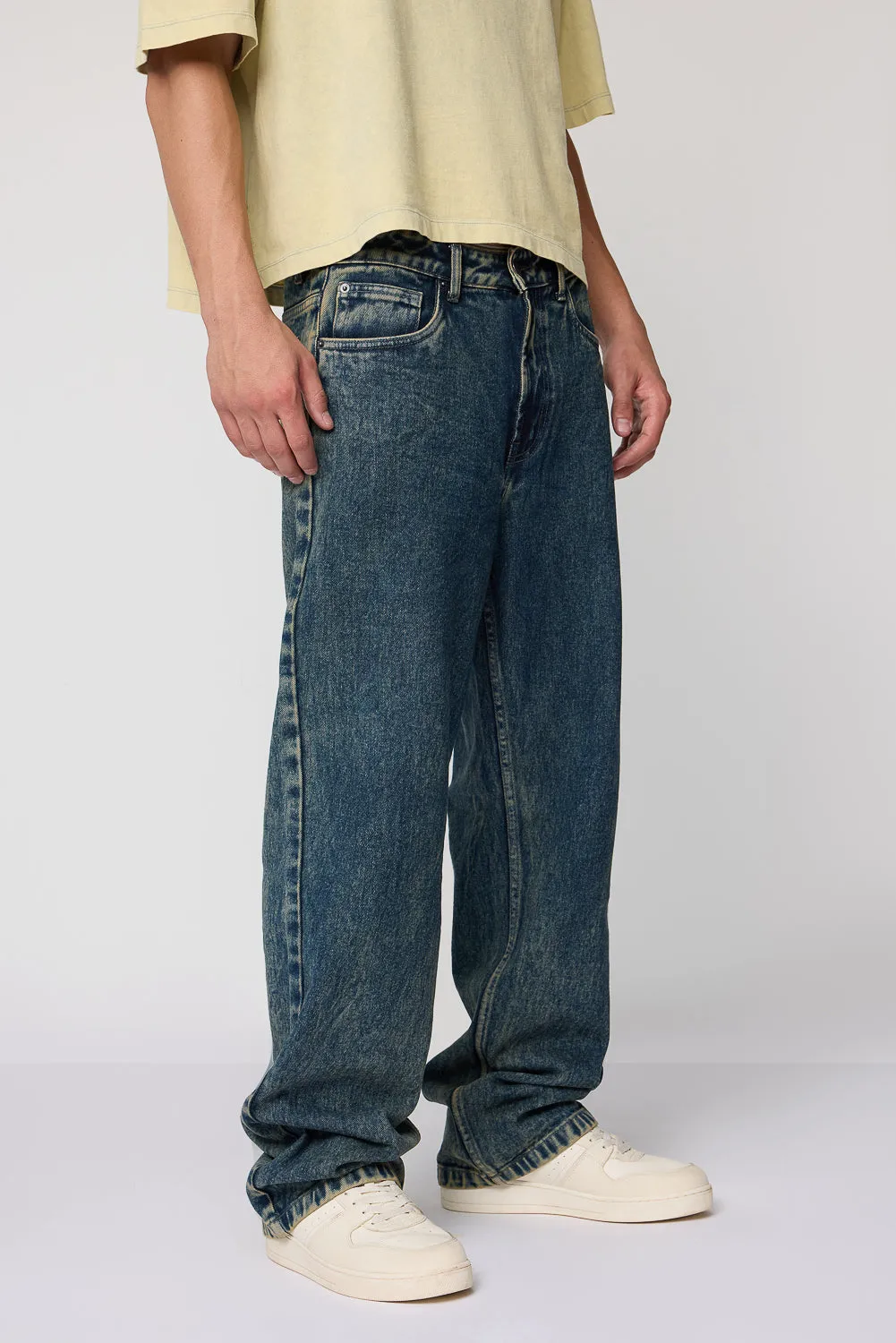 Edgy Acid Blue Men's Straight Fit Jeans