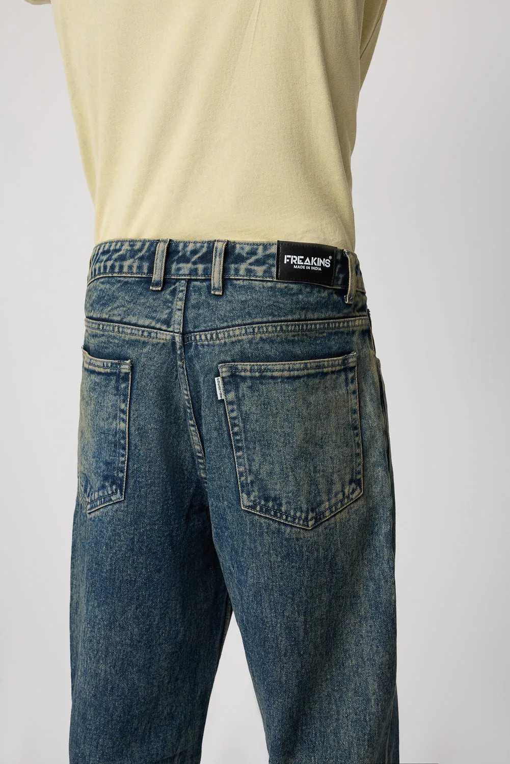 Edgy Acid Blue Men's Straight Fit Jeans