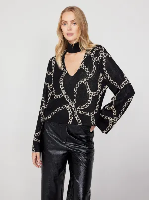 Eloise Black Chain Lurex Knit Top