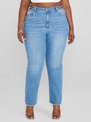 Fashion To Figure - High Rise Split Waist Relaxed Fit Jeans