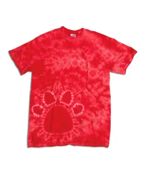 gildan tie-dye youth pawprints tee - red (s)