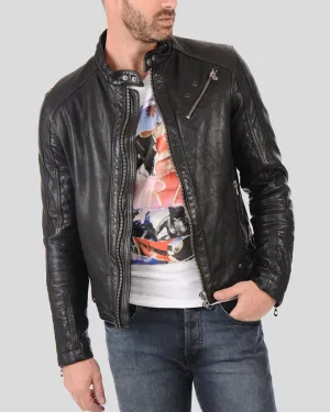 Hector Black Biker Leather Jacket