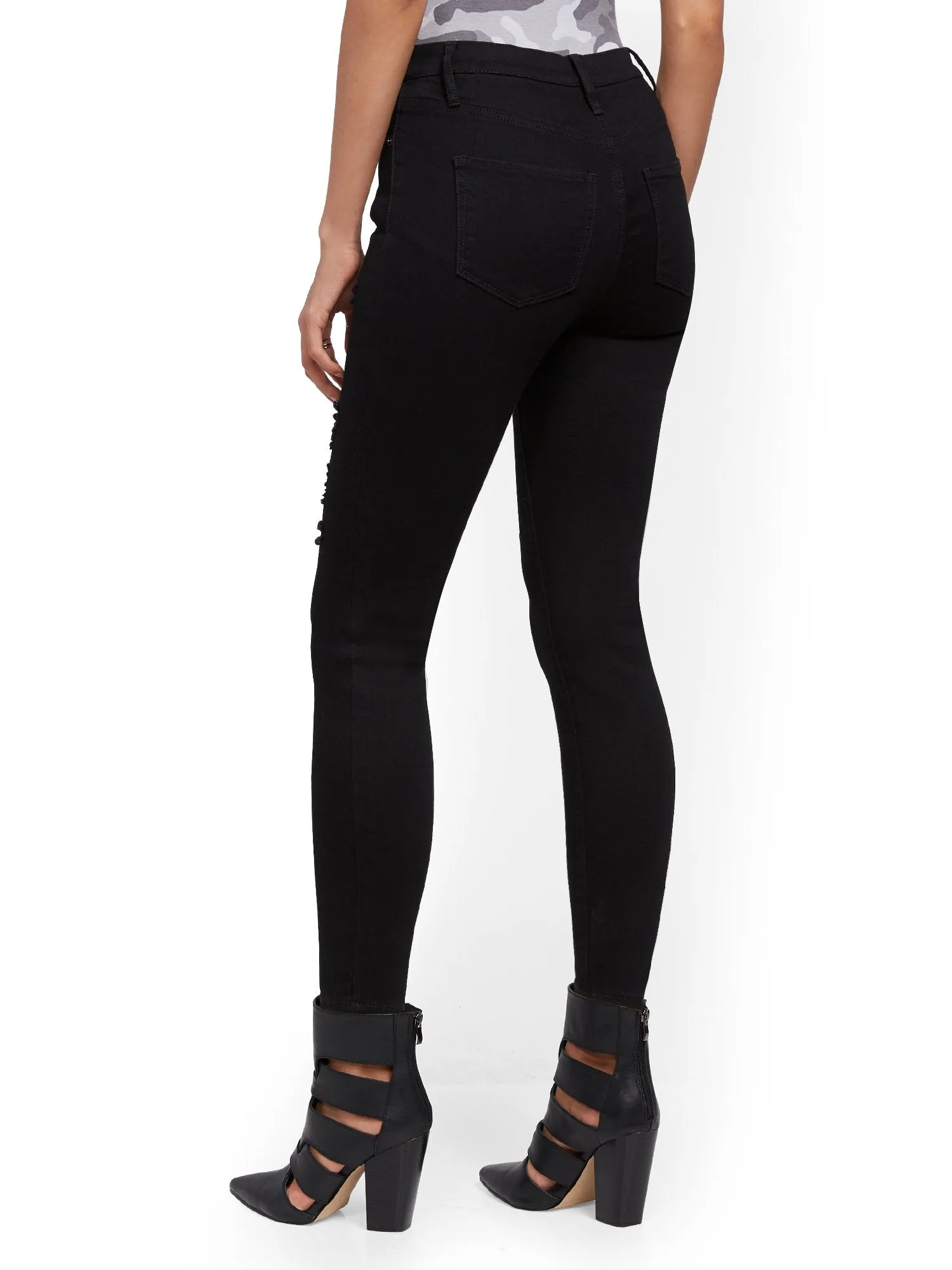 High-Waisted Super-Skinny Ankle Legging - Black