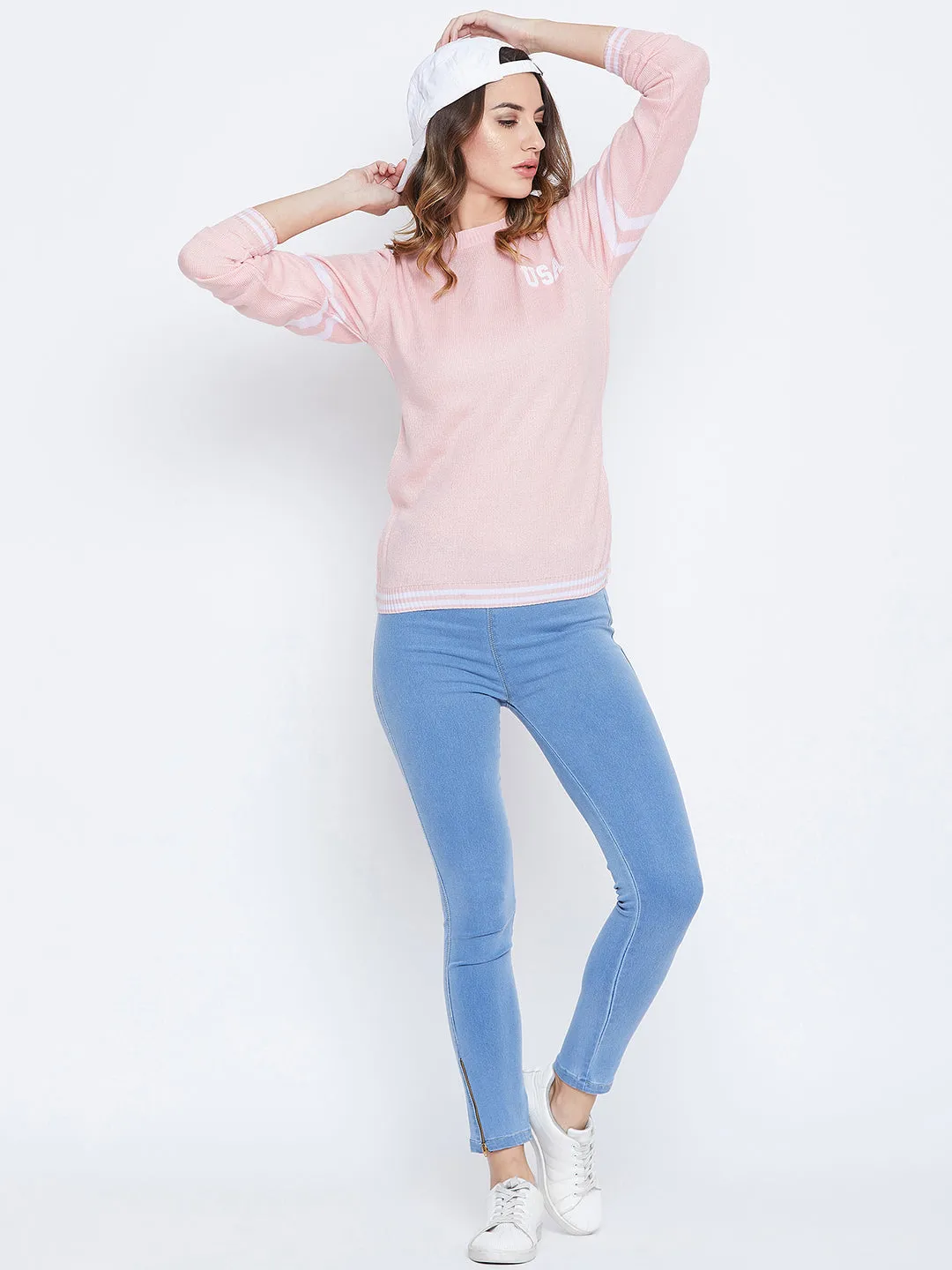 JUMP USA Women Pink Solid Sweaters