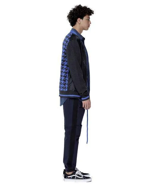 Konus Men's Cardigan With Polyester Panel in Black