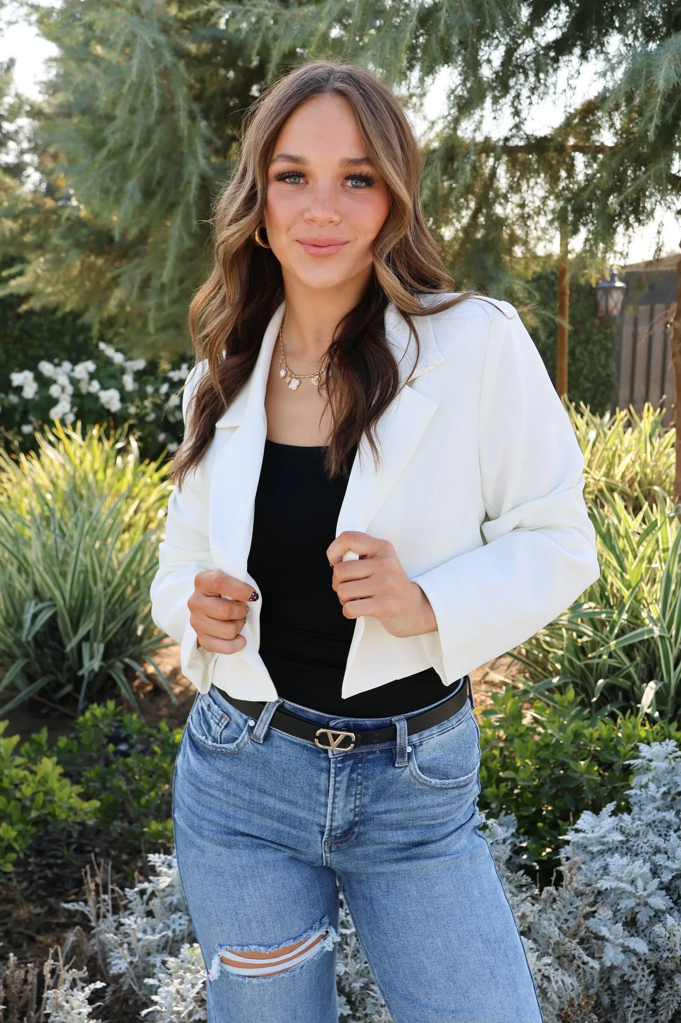 Material Girl Cropped Jacket in White