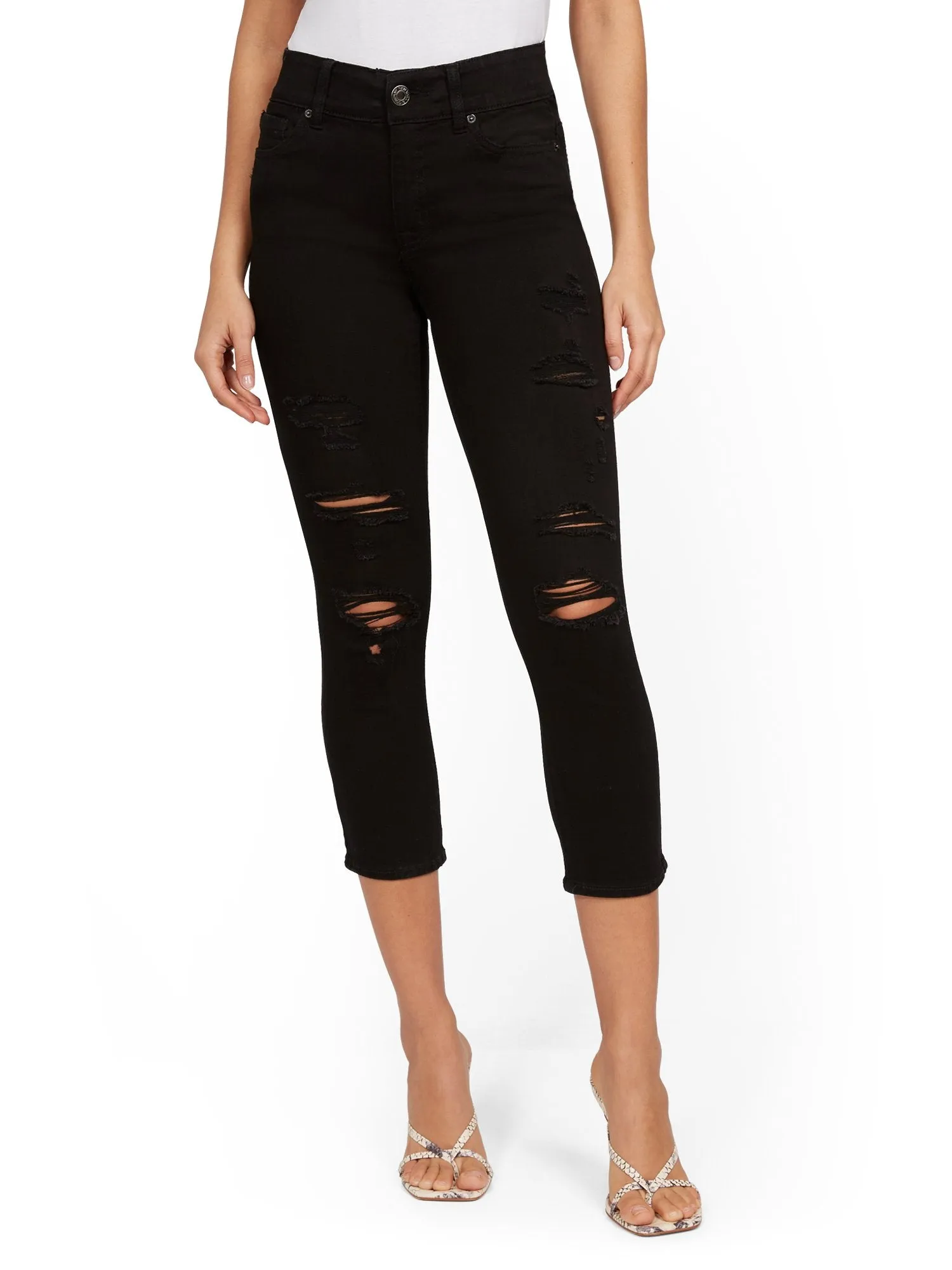 Mya Curvy High-Waisted Sculpting No Gap Super-Skinny Capri Jeans - Black