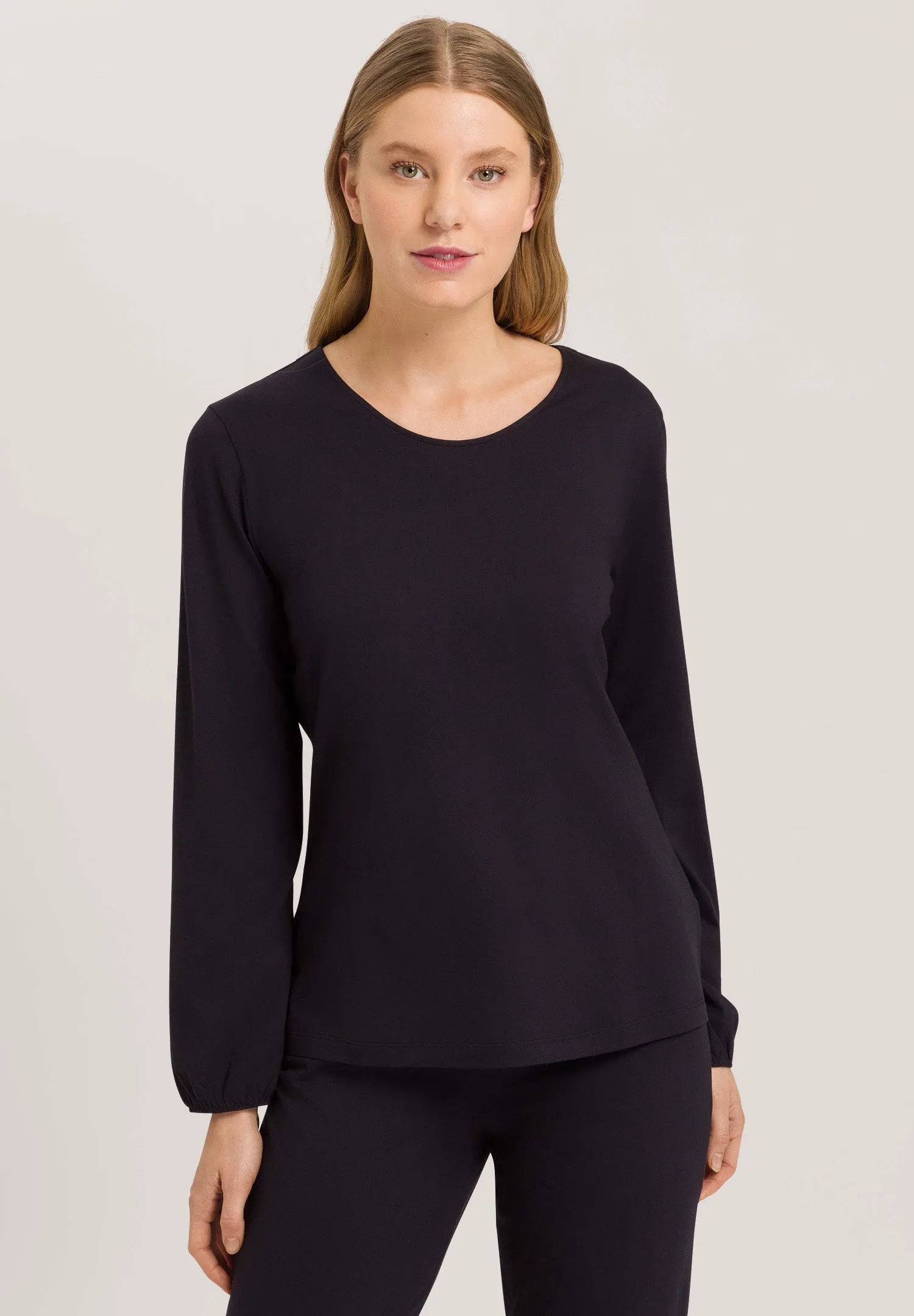 Natural Shirt Organic Cotton Round Neck Top | Black 78750-019