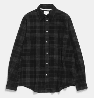 Norse Projects Algot Relaxed Wool Check Shirt in Charcoal Melange