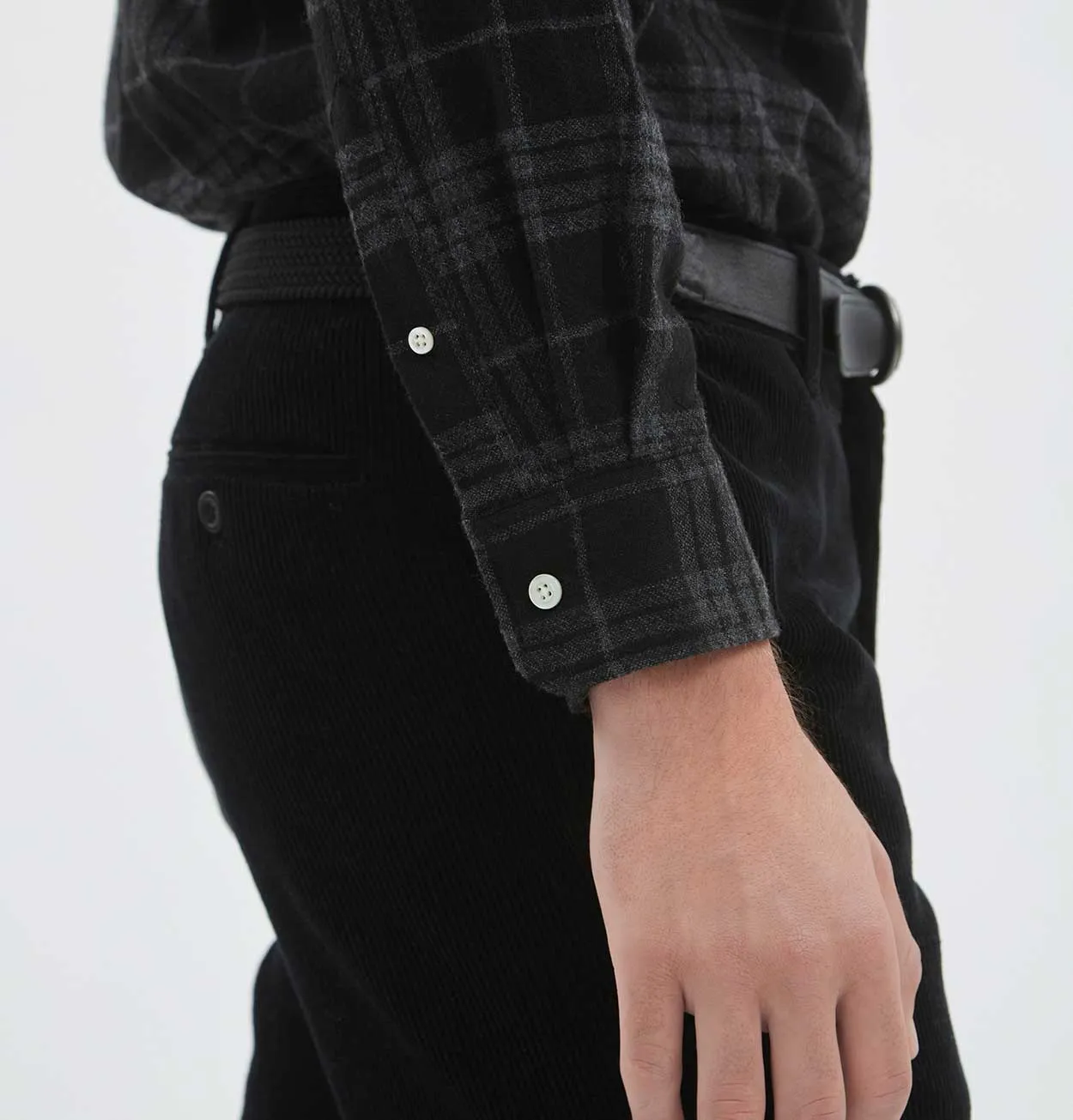 Norse Projects Algot Relaxed Wool Check Shirt in Charcoal Melange