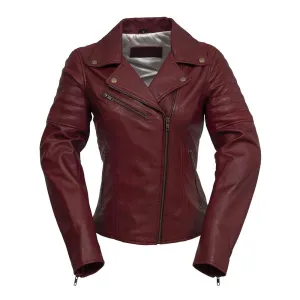 Princess Womens Moto Leather Jacket Oxblood