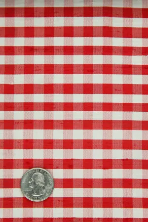 Red White Gingham Shantung 342 Fabric