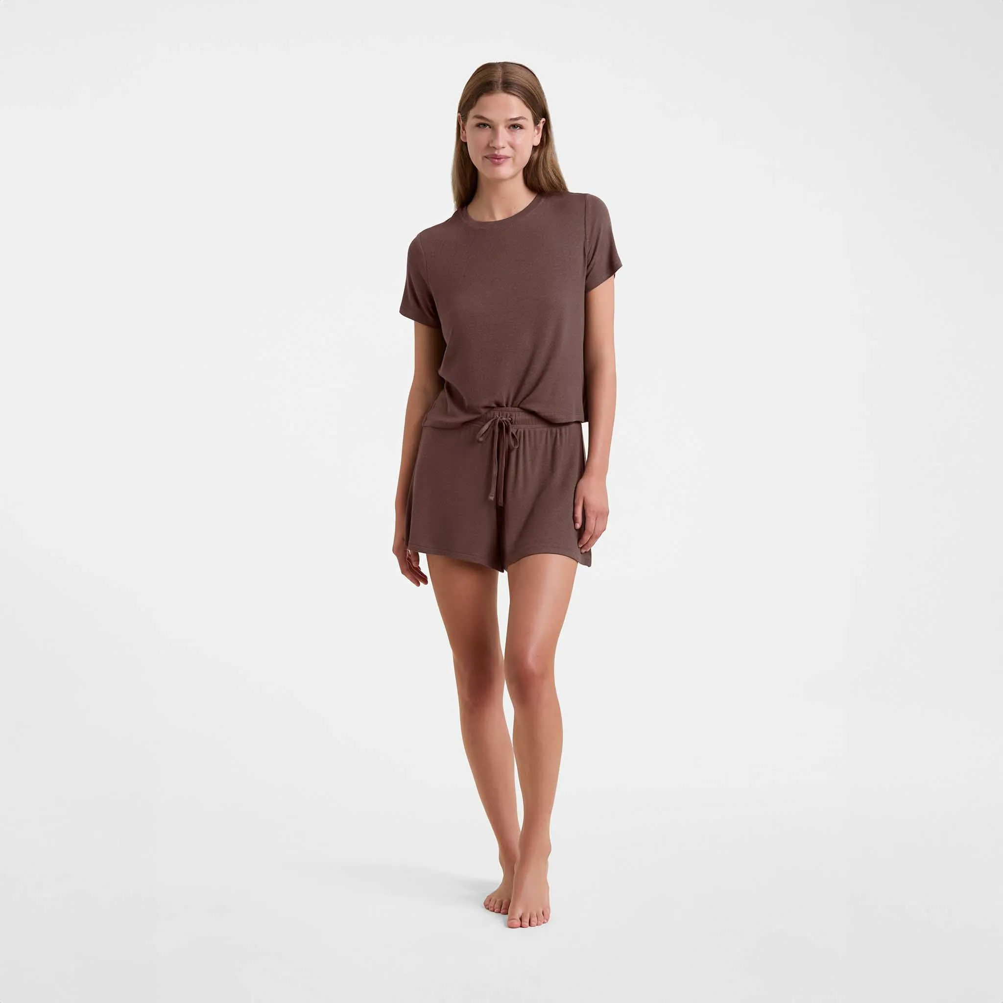 Ribbed Pajama Short Set | Coffee