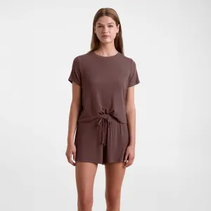 Ribbed Pajama Short Set | Coffee