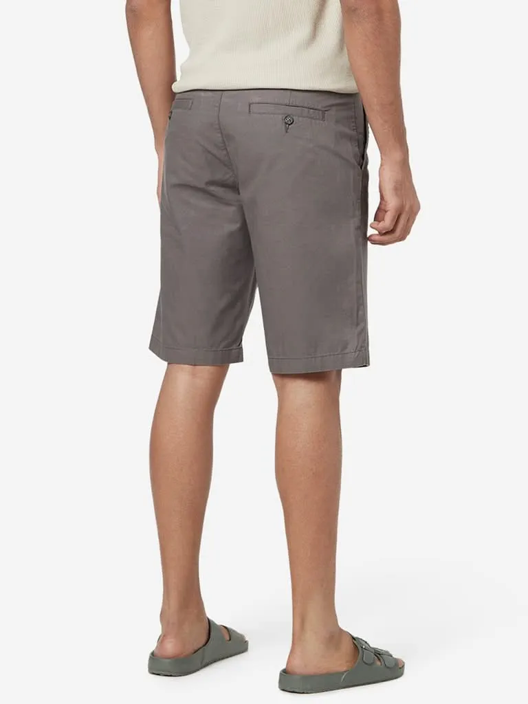 WES Casuals Grey Relaxed-Fit Shorts