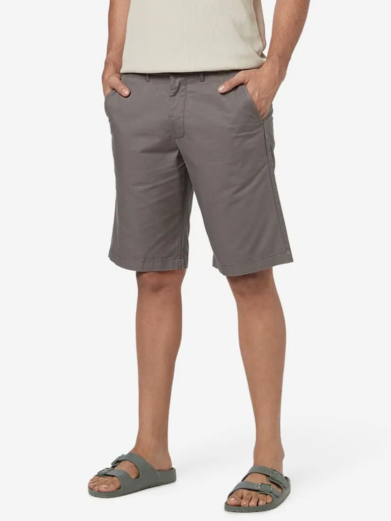 WES Casuals Grey Relaxed-Fit Shorts