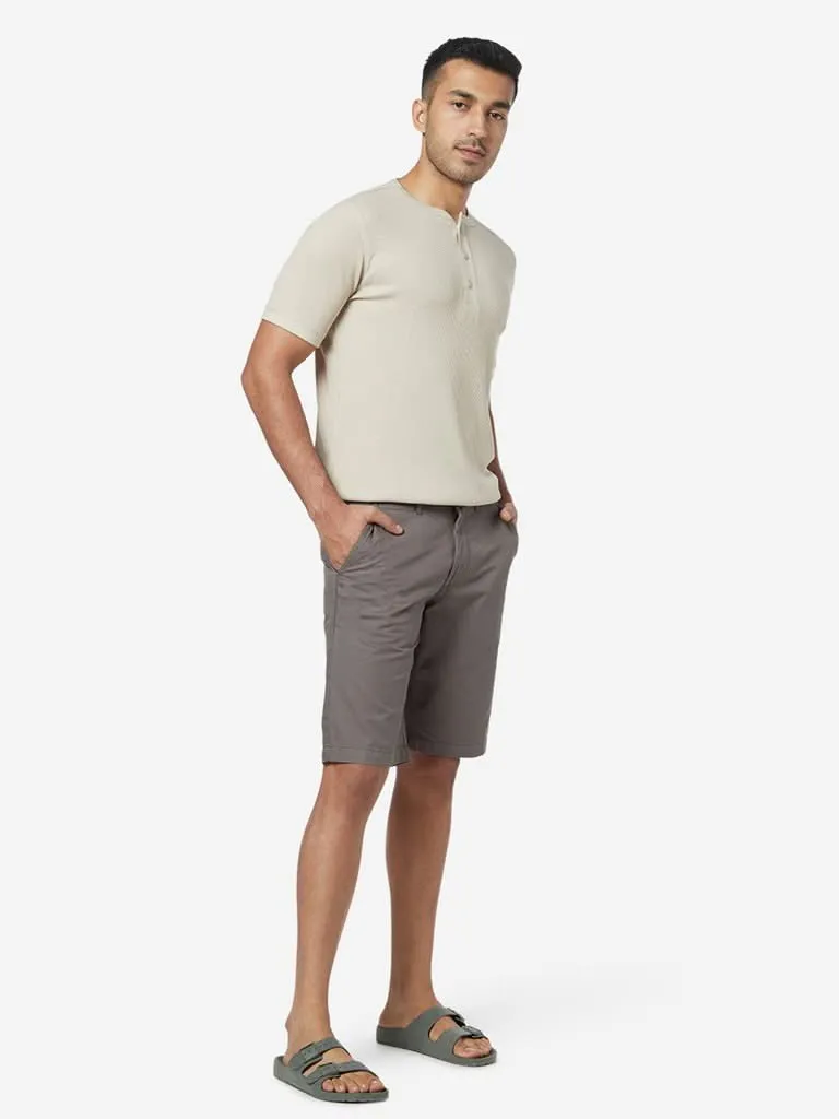 WES Casuals Grey Relaxed-Fit Shorts