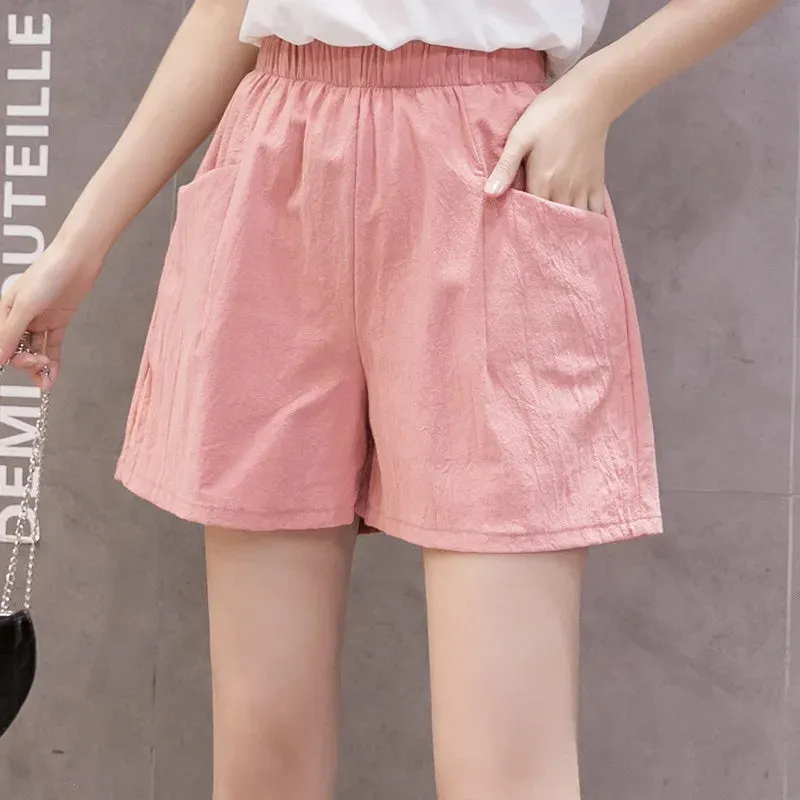 Women High Waisted Double Pocket Wide Leg Shorts Comfortable Shorts