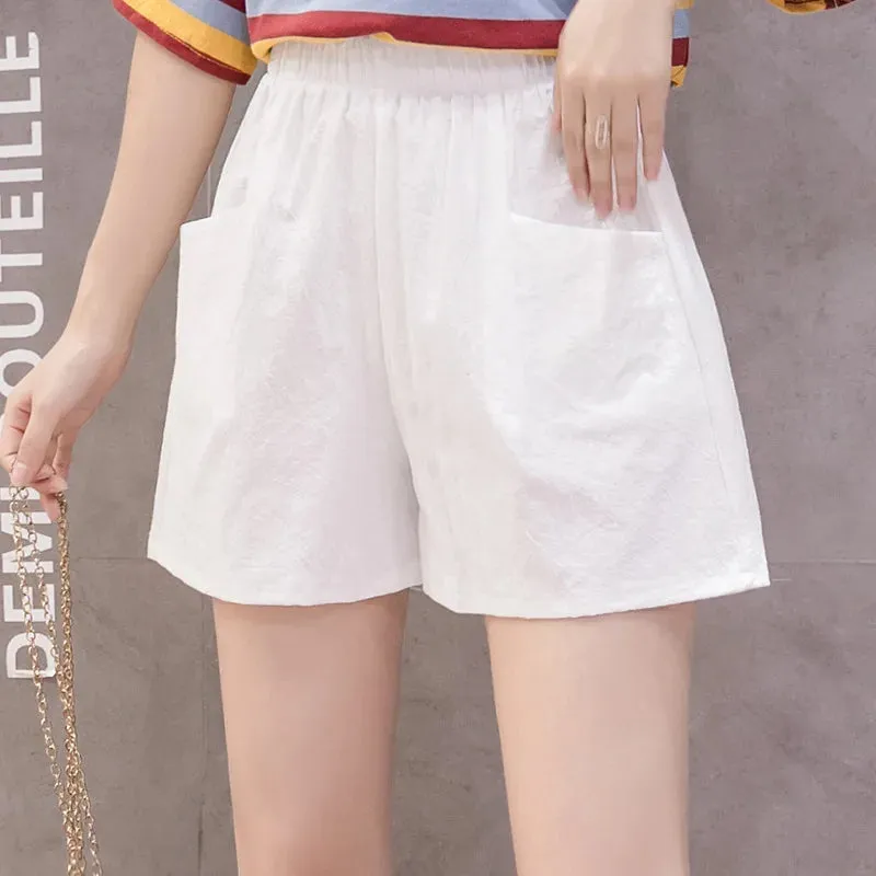 Women High Waisted Double Pocket Wide Leg Shorts Comfortable Shorts