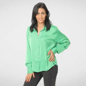 Women Shirt - Satin- Short - Green