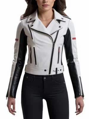 Women's Mosaic Moto Biker Leather Jacket